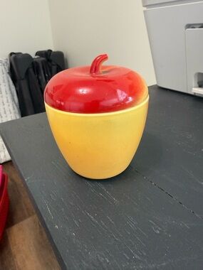 Yellow and Red Apple Ceramic Jar - Home Kitchen Canister